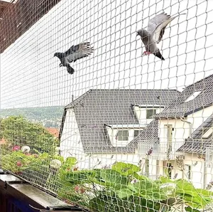 Bird control net installed on balcony to prevent birds from entering and nesting